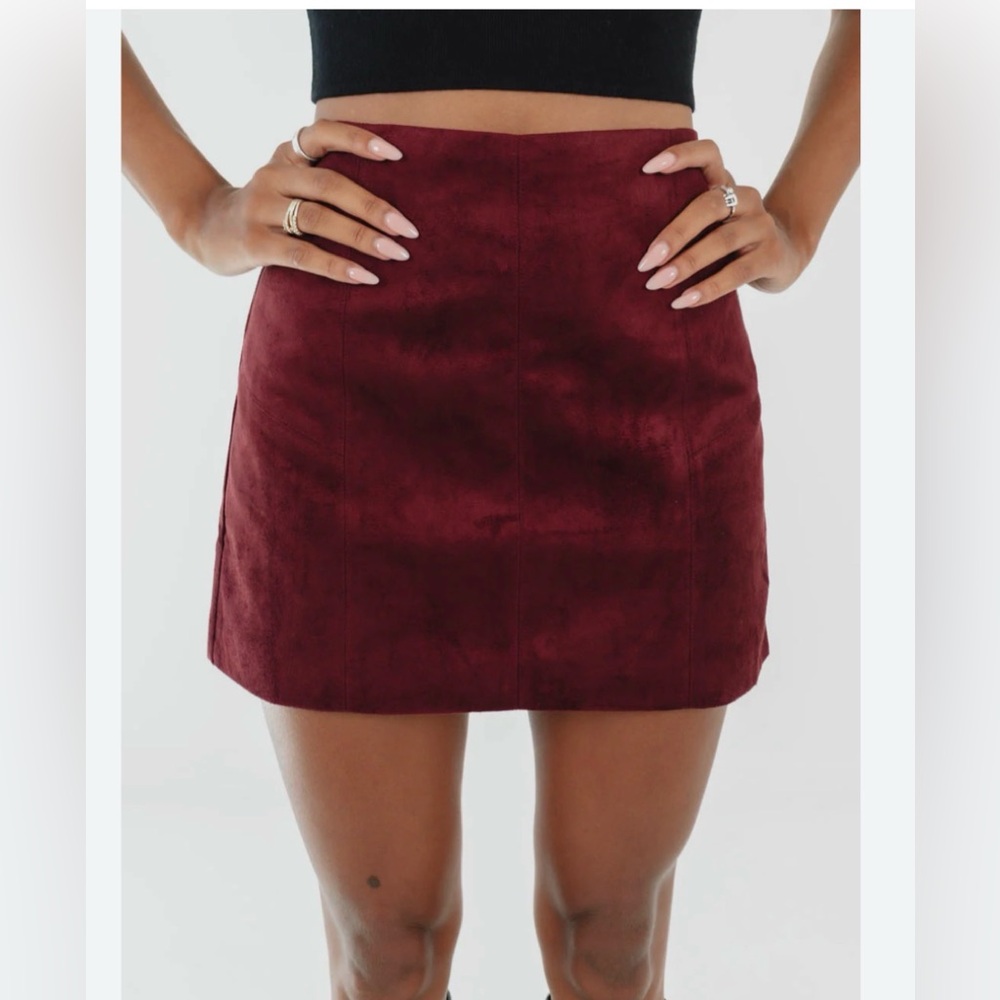a new day Burgundy Mini Skirt